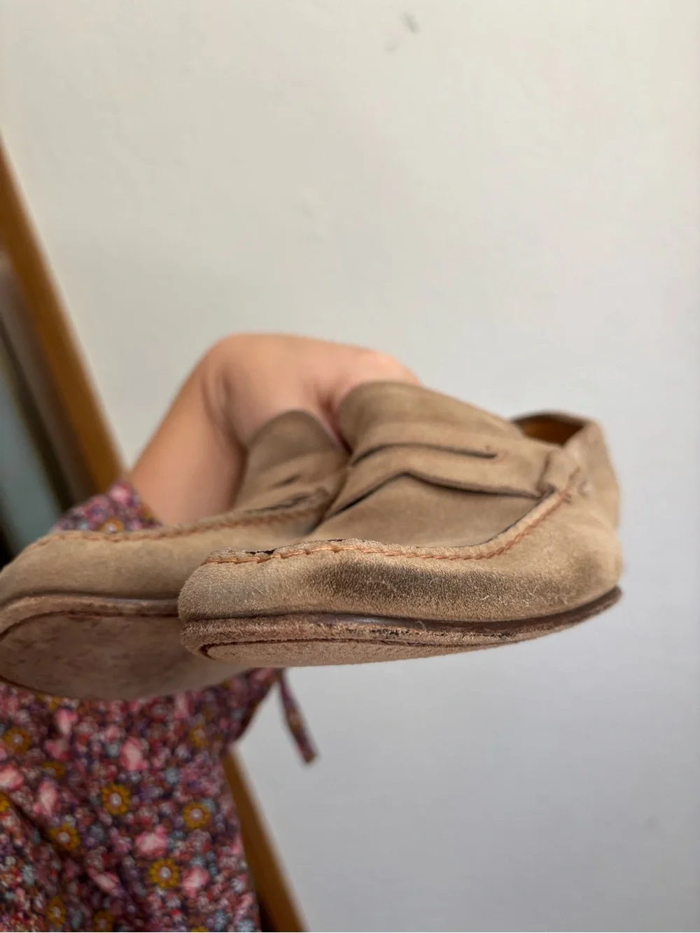 John W. Nordstrom Taupe Suede Penny Loafers